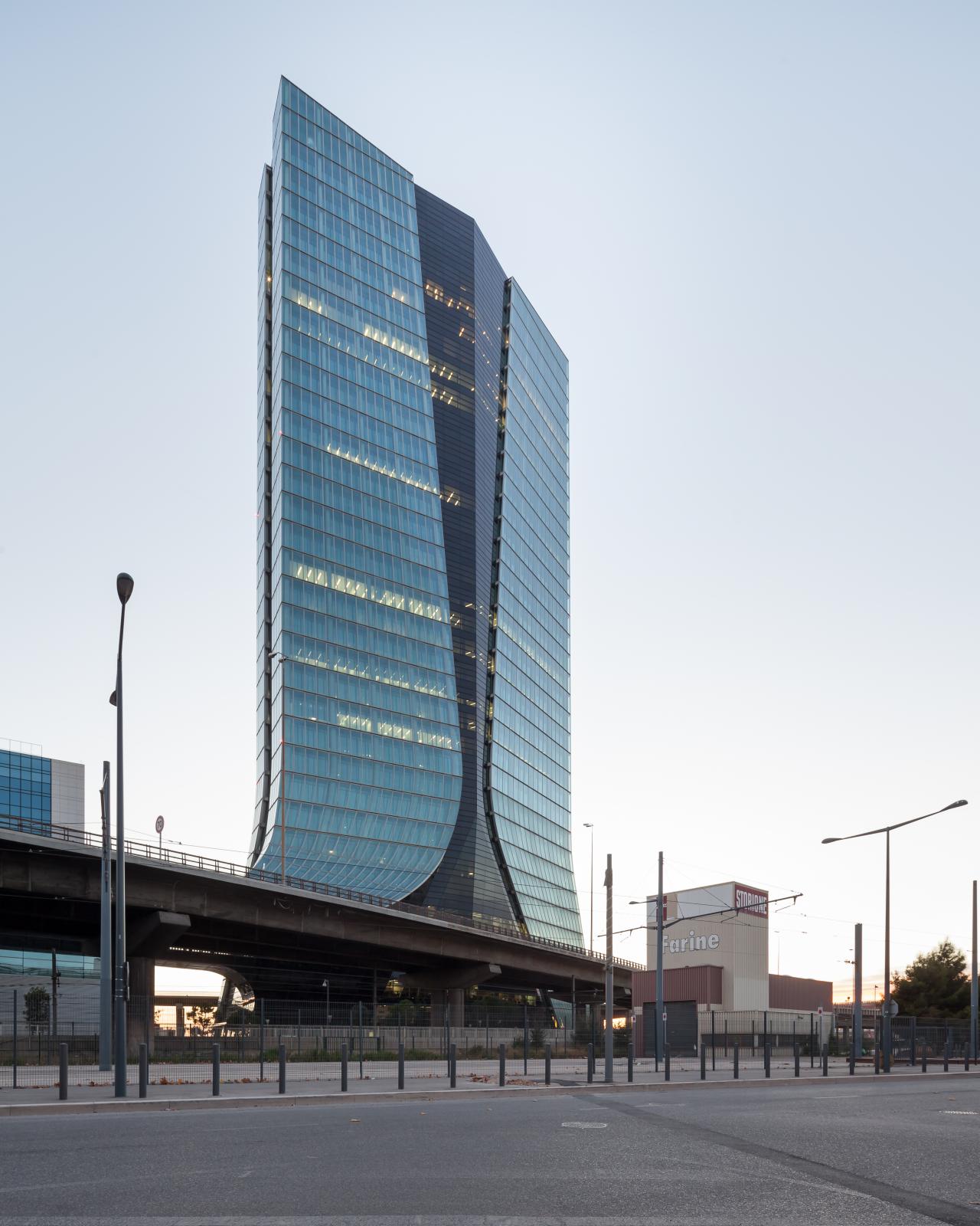Photograph of CMA CGM Headquarters, designed by Zaha Hadid Architects and located in Marseille, France