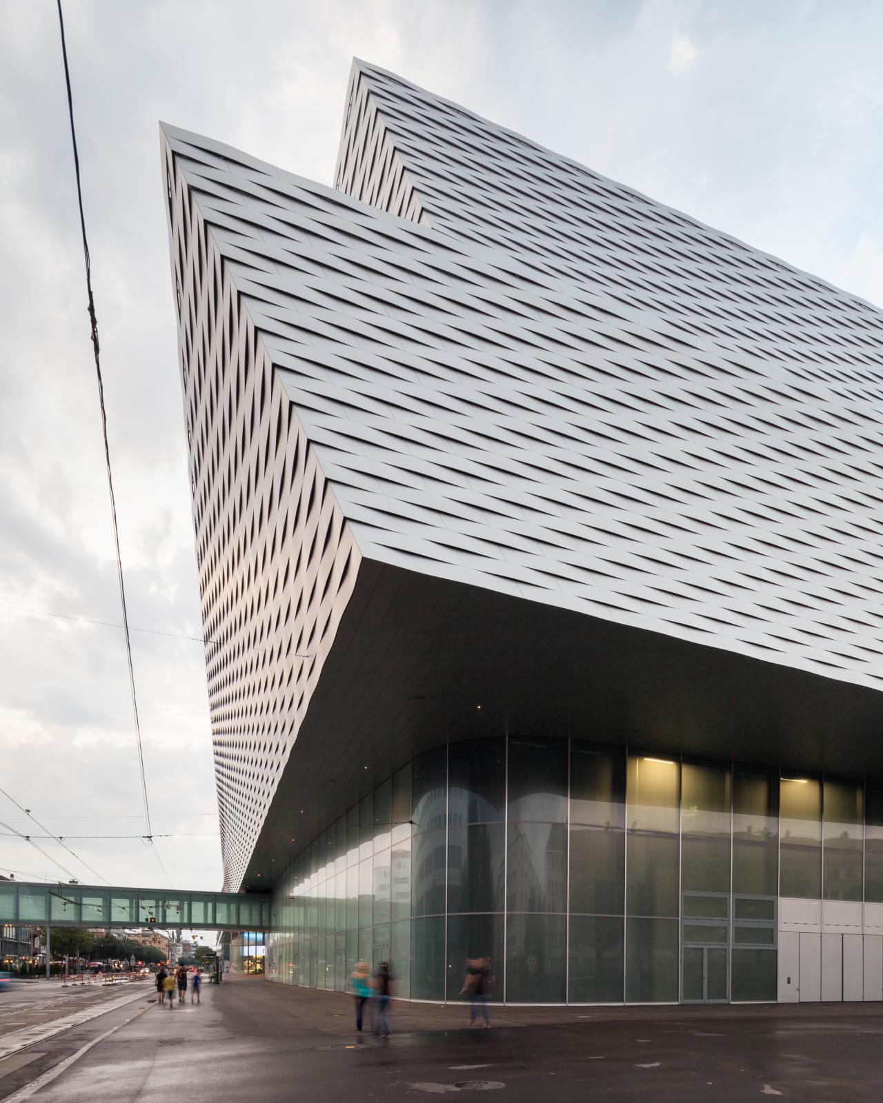 Photograph of Messe Basel New Hall, designed by Herzog & de Meuron and located in Basel, Switzerland