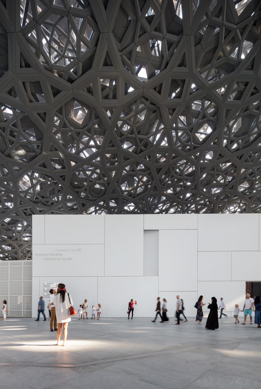 Photograph of Louvre Abu Dhabi, designed by Ateliers Jean Nouvel and located in Abu Dhabi, United Arab Emirates