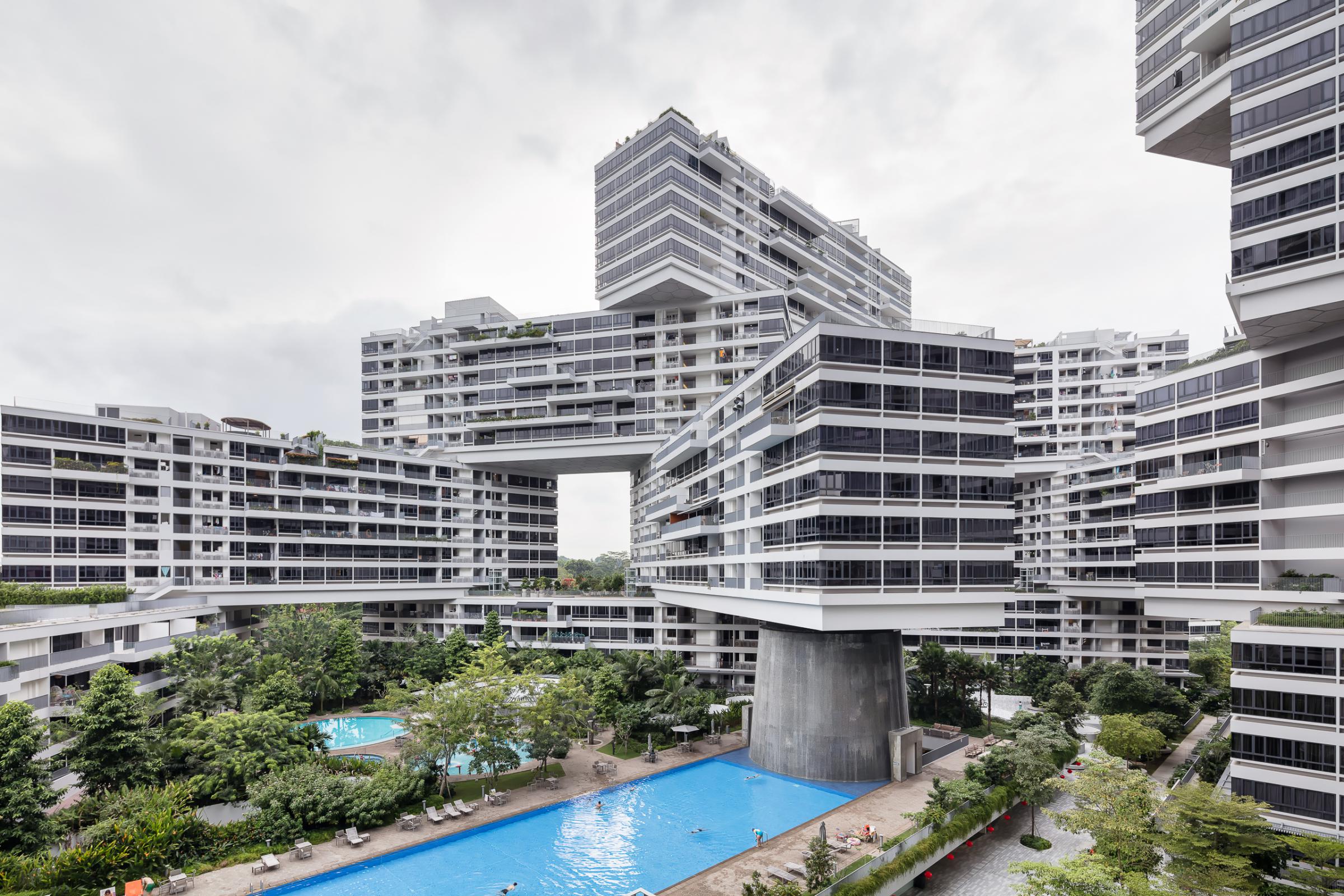 Photograph of The Interlace, designed by OMA / Ole Scheeren and located in Singapore