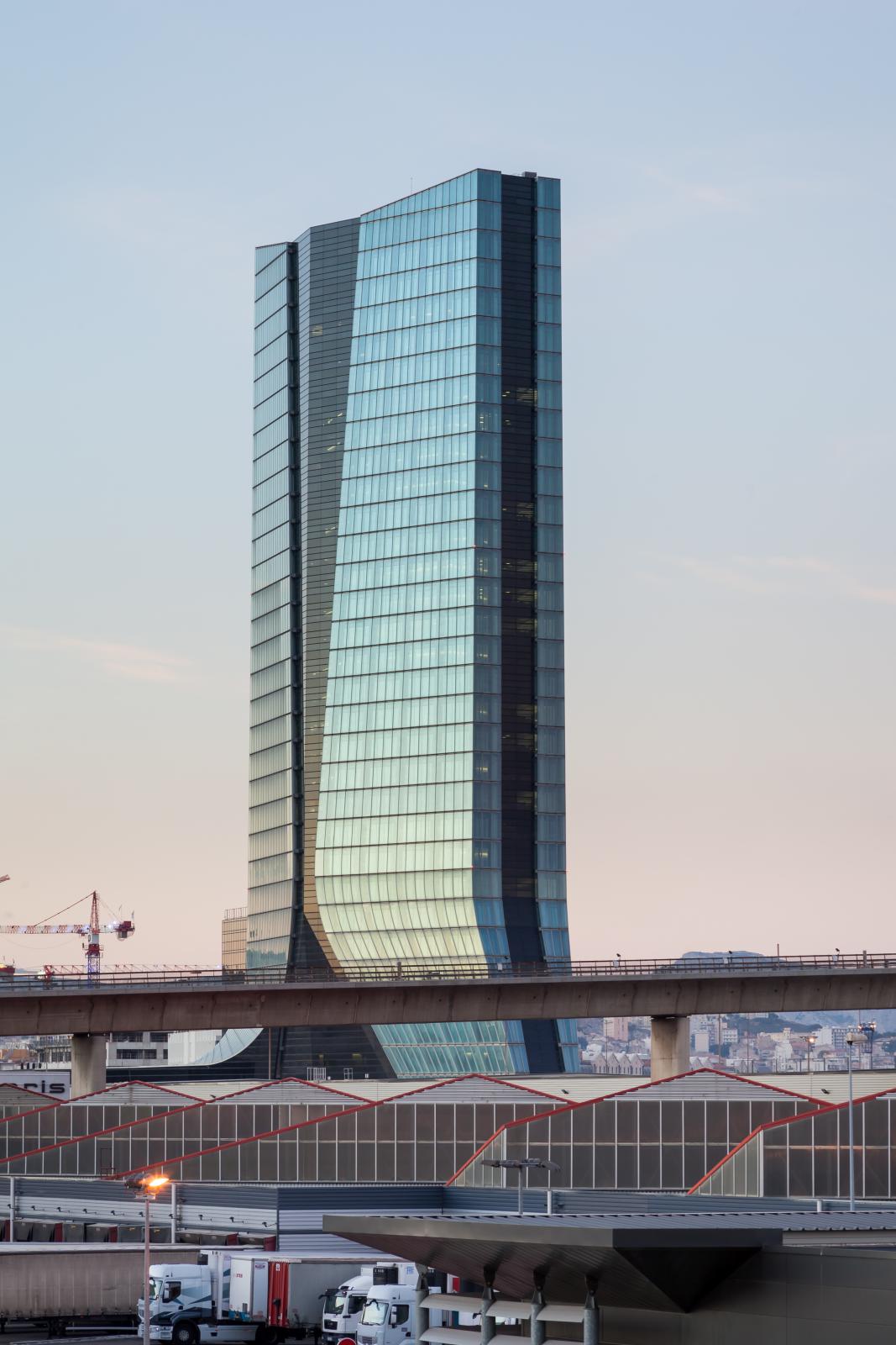Photograph of CMA CGM Headquarters, designed by Zaha Hadid Architects and located in Marseille, France