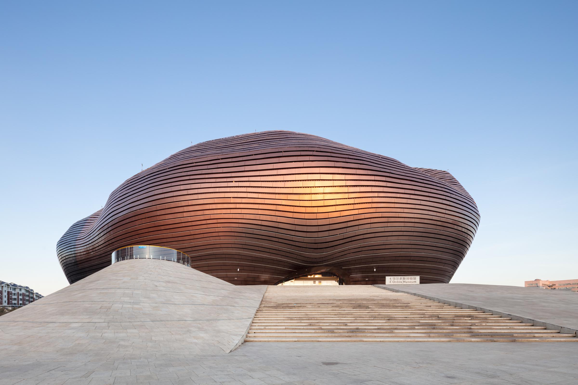 Photograph of Ordos Museum, designed by MAD Architects and located in Ordos, China