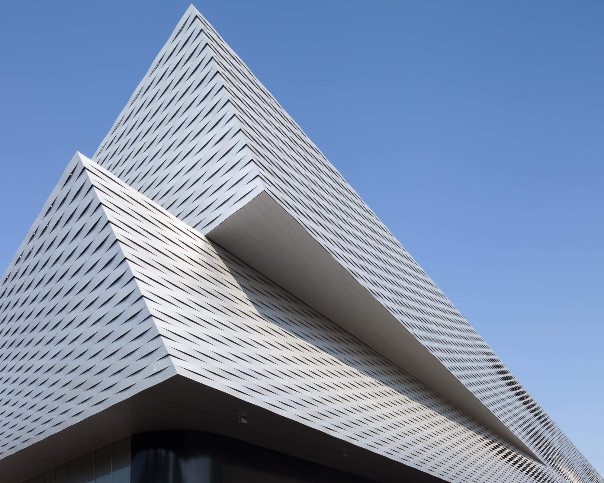Photograph of Messe Basel New Hall, designed by Herzog & de Meuron and located in Basel, Switzerland