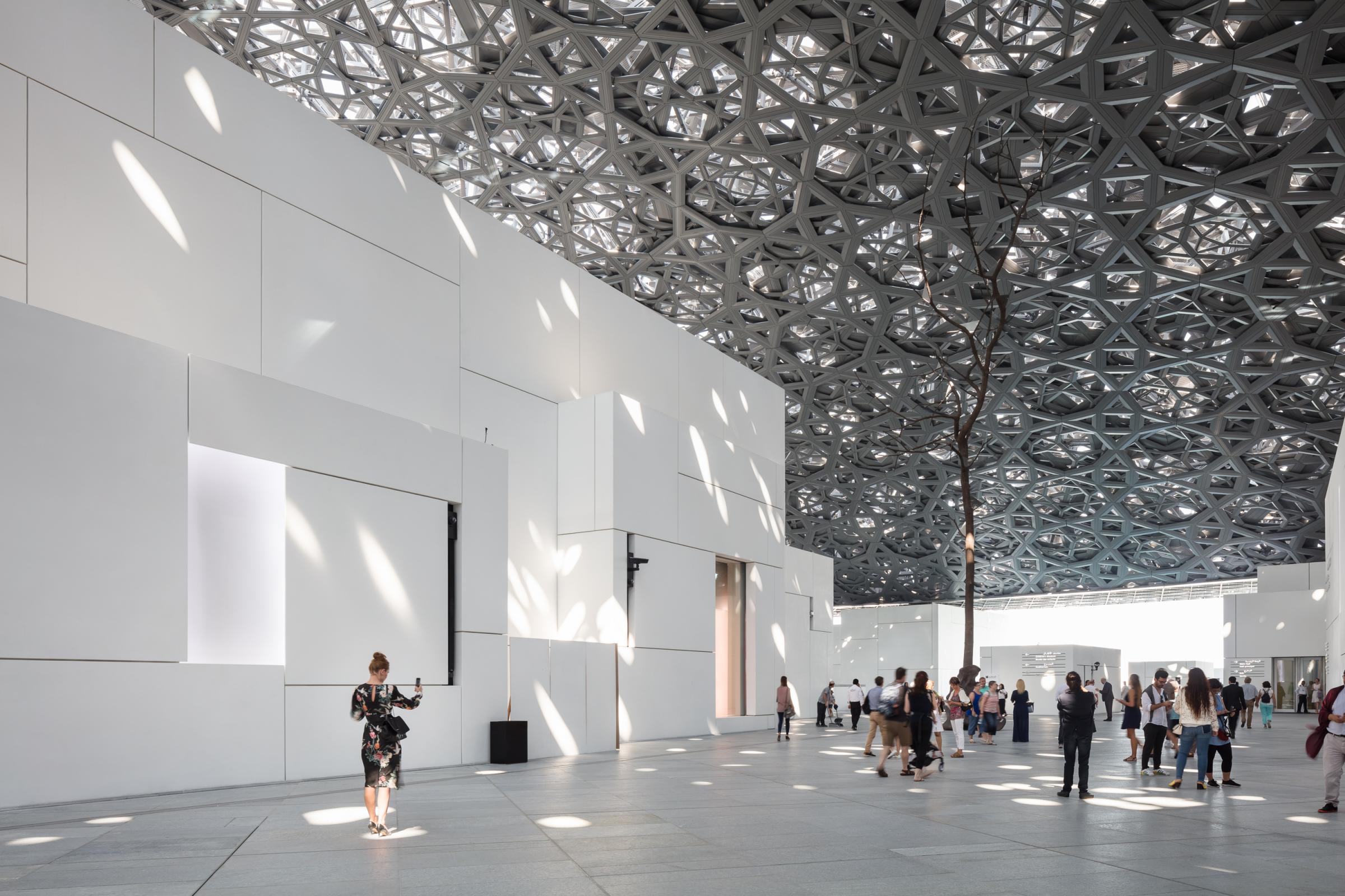 Photograph of Louvre Abu Dhabi, designed by Ateliers Jean Nouvel and located in Abu Dhabi, United Arab Emirates