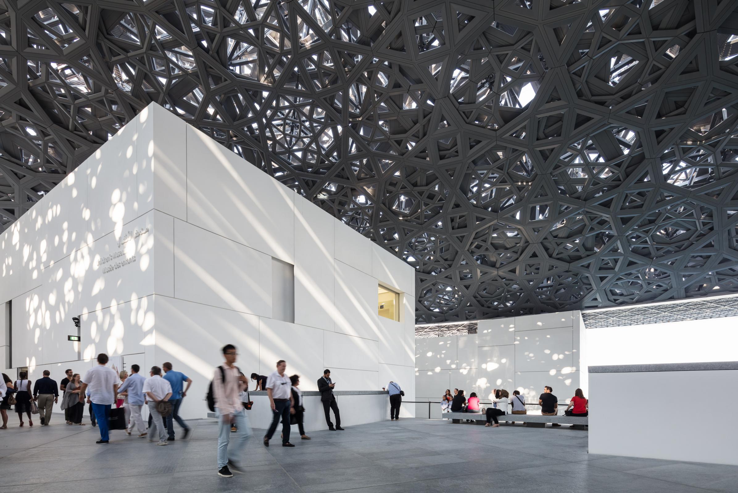 Photograph of Louvre Abu Dhabi, designed by Ateliers Jean Nouvel and located in Abu Dhabi, United Arab Emirates
