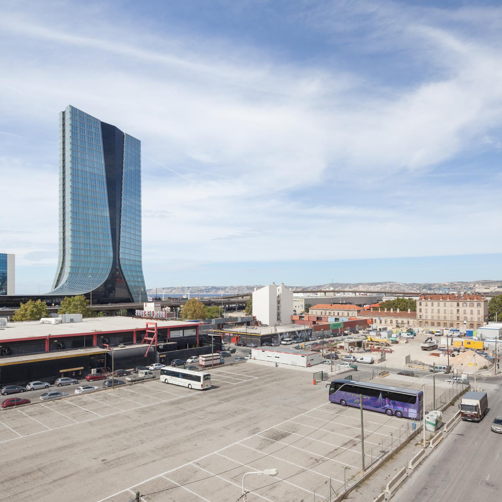 Photograph of CMA CGM Headquarters, designed by Zaha Hadid Architects and located in Marseille, France