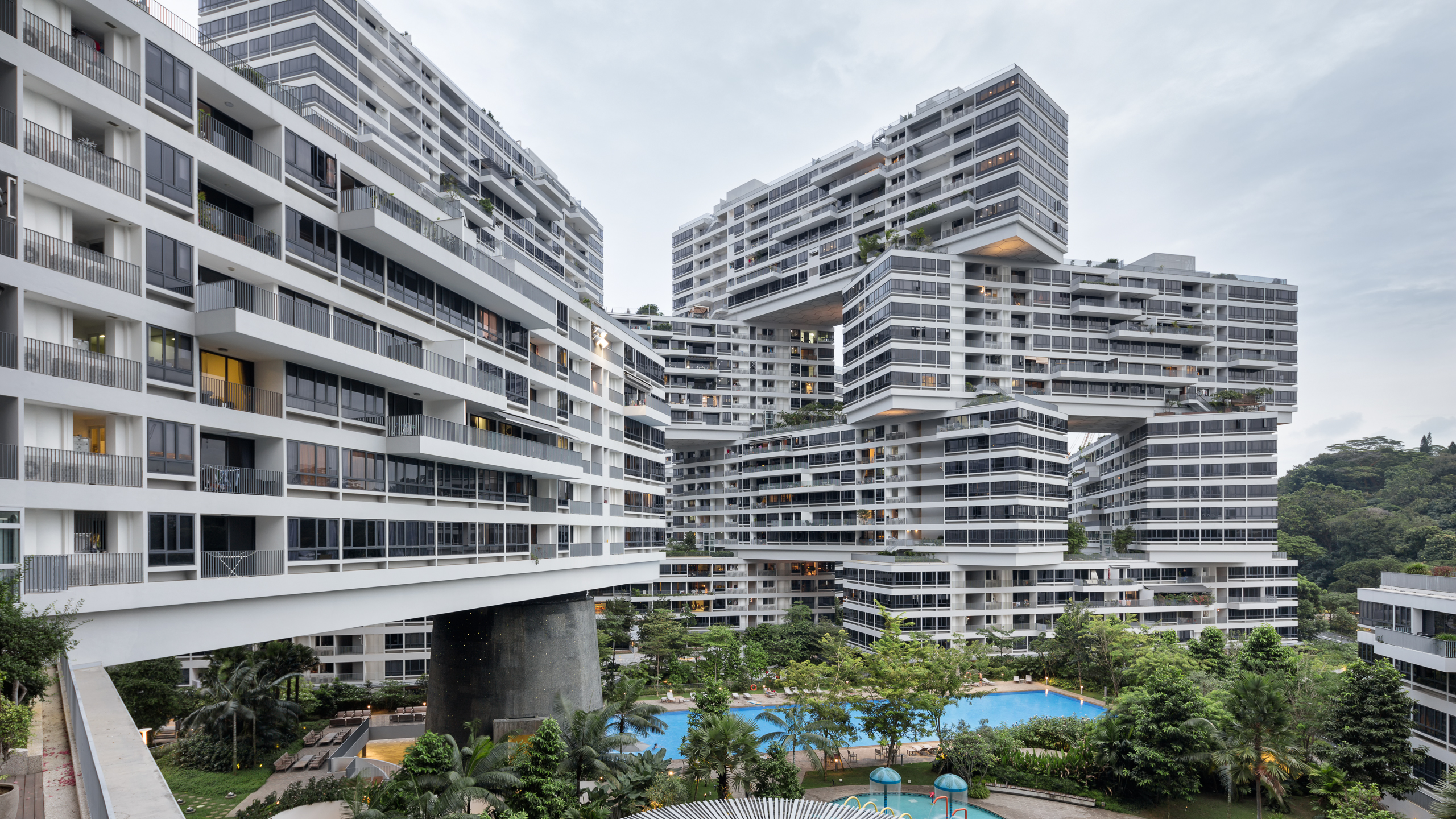 Photograph of The Interlace, designed by OMA / Ole Scheeren and located in Singapore