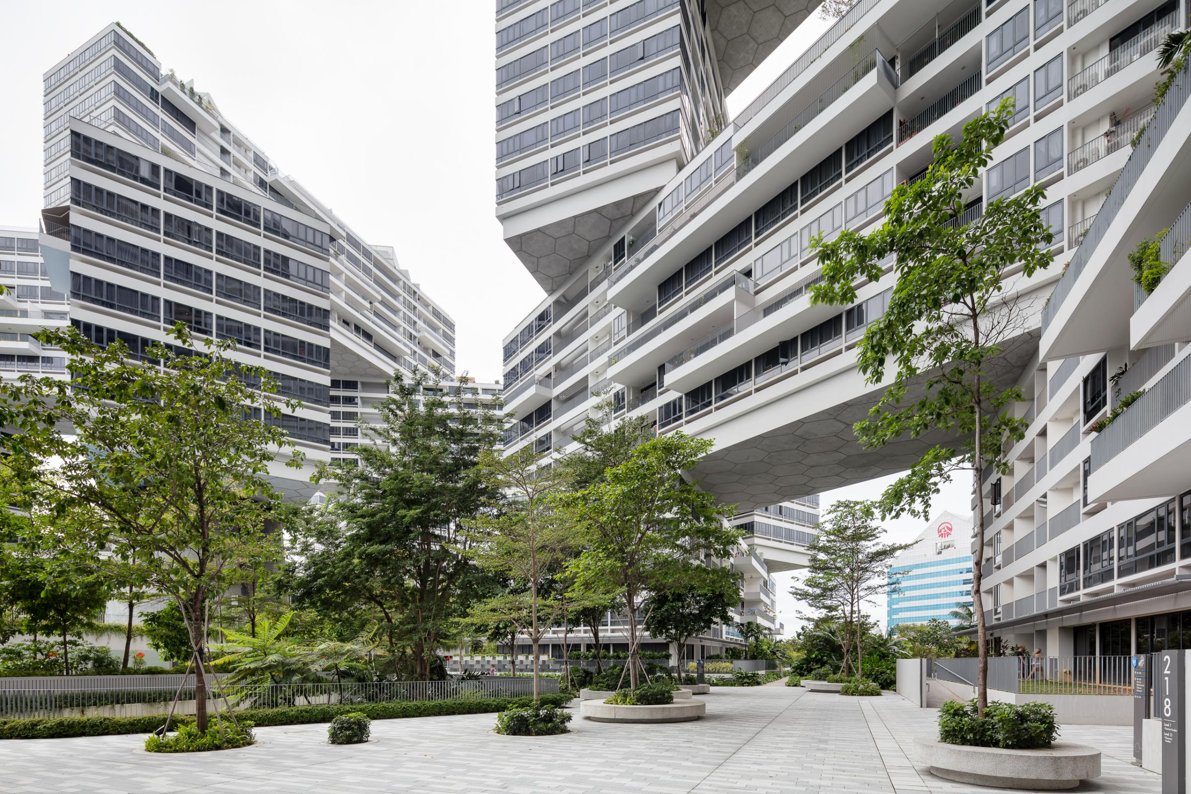 Photograph of The Interlace, designed by OMA / Ole Scheeren and located in Singapore