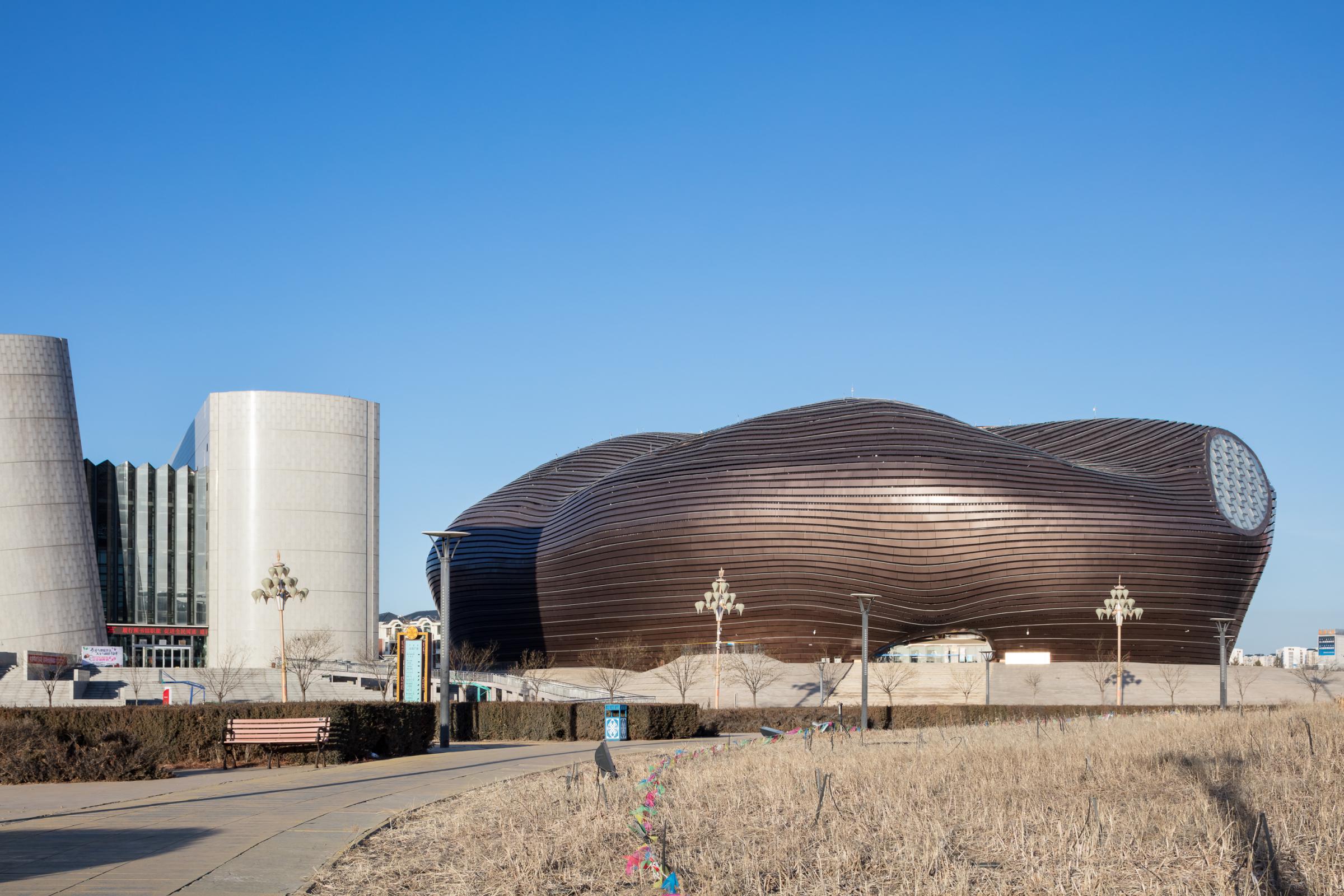 Photograph of Ordos Museum, designed by MAD Architects and located in Ordos, China