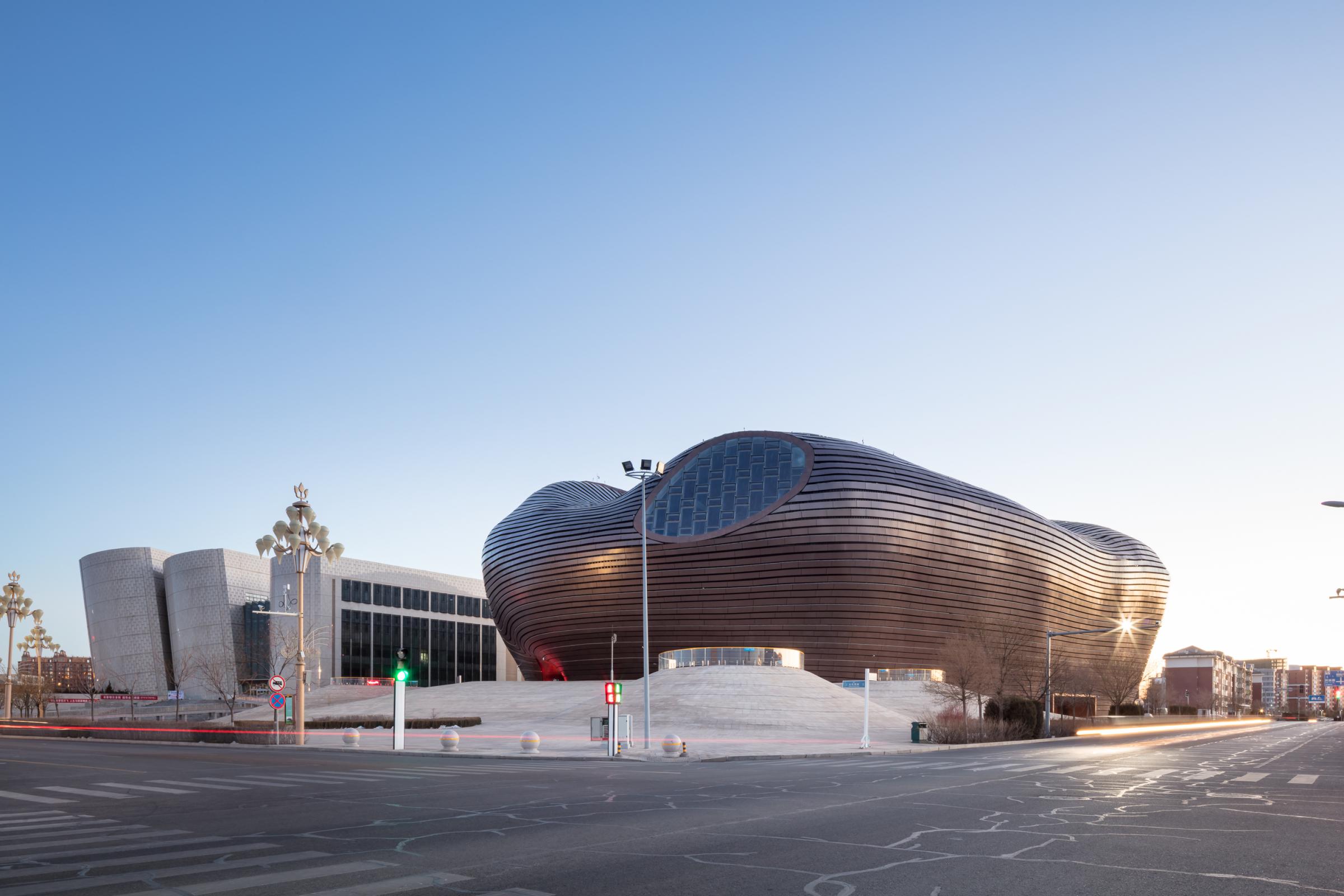 Photograph of Ordos Museum, designed by MAD Architects and located in Ordos, China