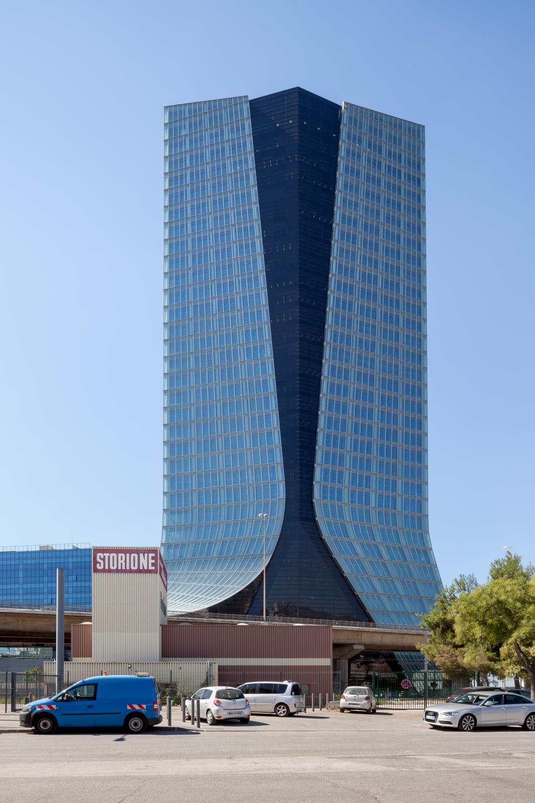 Photograph of CMA CGM Headquarters, designed by Zaha Hadid Architects and located in Marseille, France