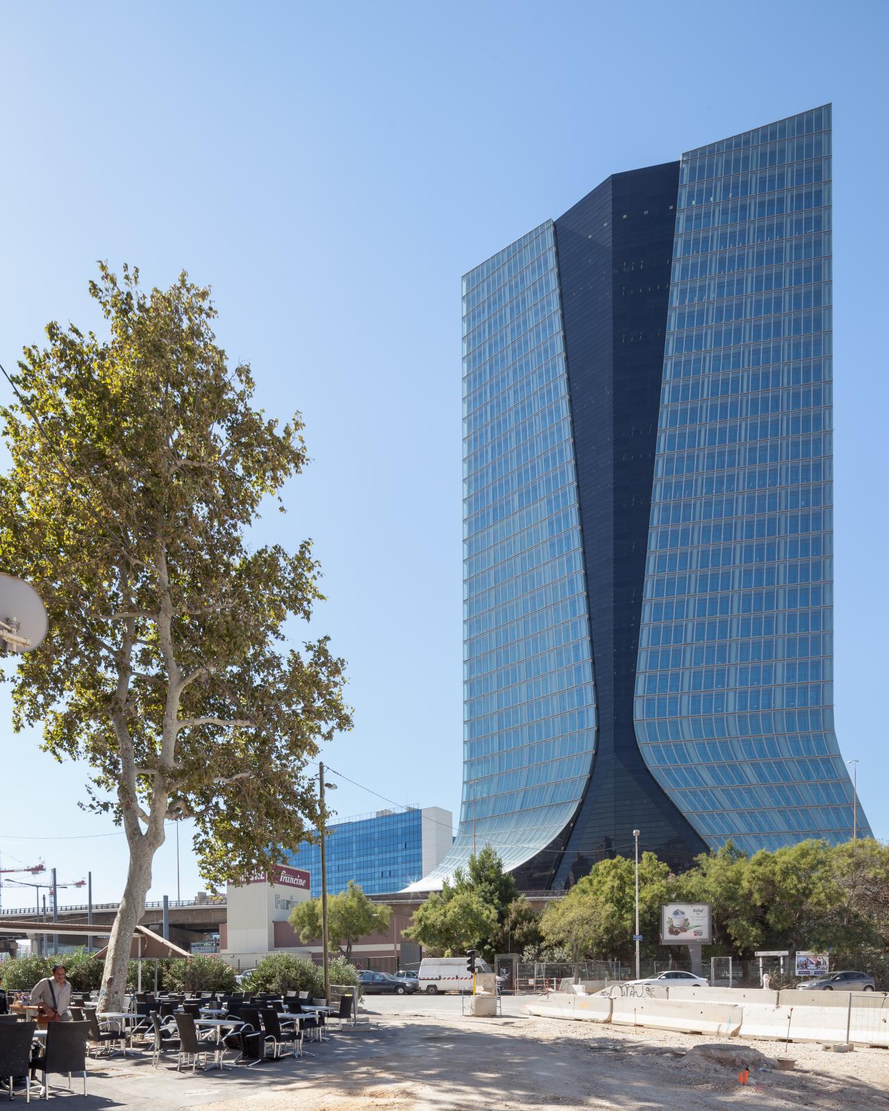 Photograph of CMA CGM Headquarters, designed by Zaha Hadid Architects and located in Marseille, France
