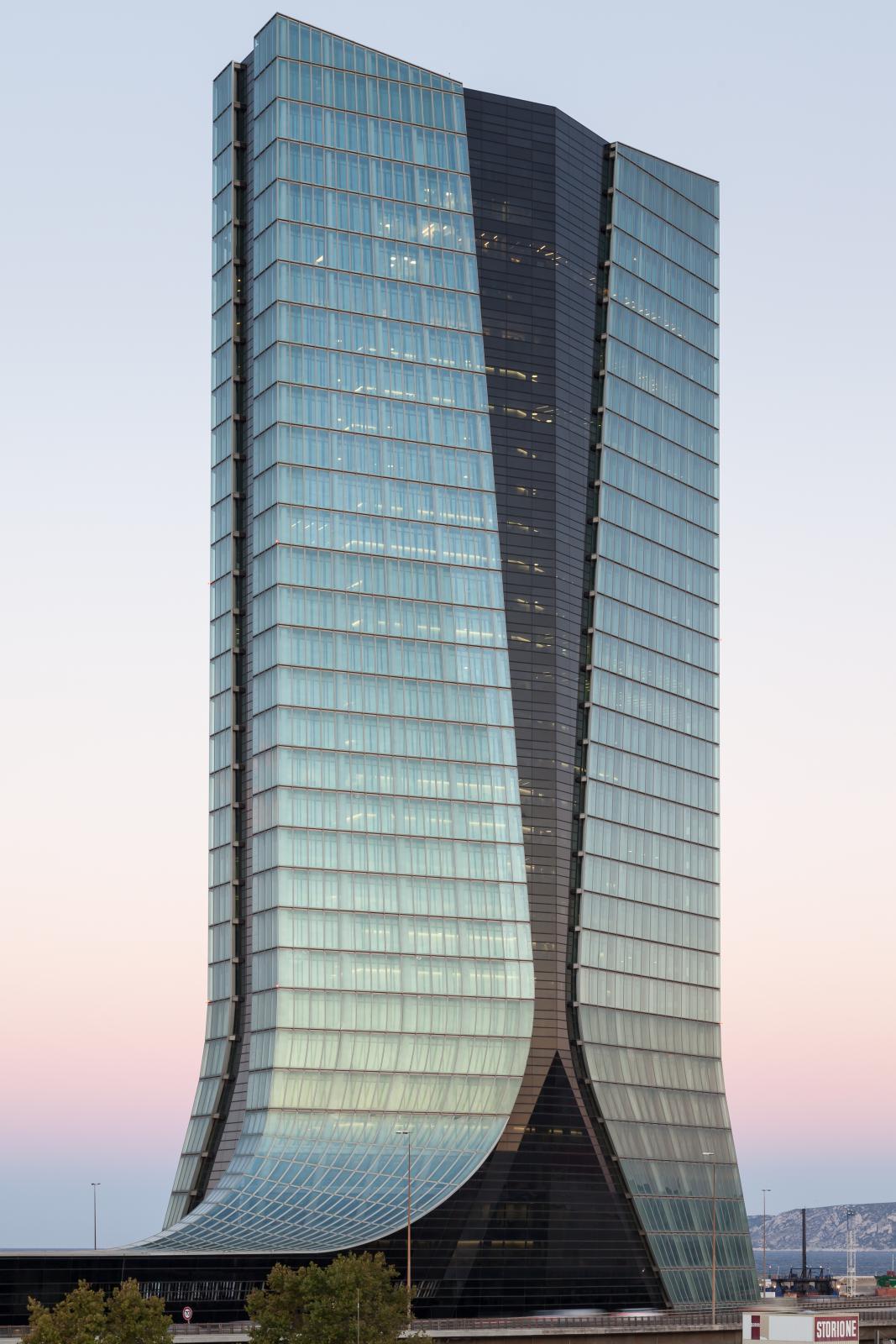 Photograph of CMA CGM Headquarters, designed by Zaha Hadid Architects and located in Marseille, France