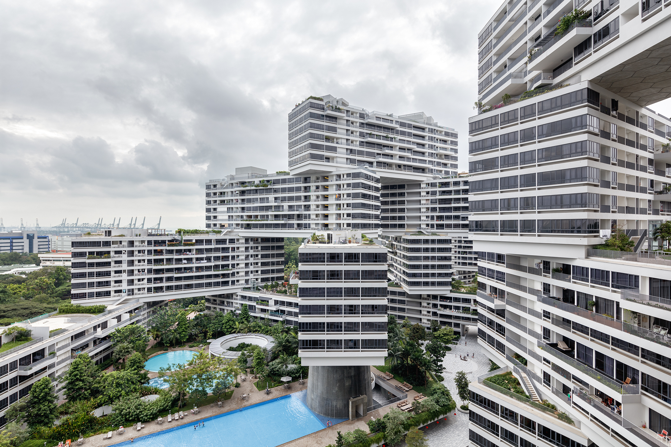 Photograph of The Interlace, designed by OMA / Ole Scheeren and located in Singapore