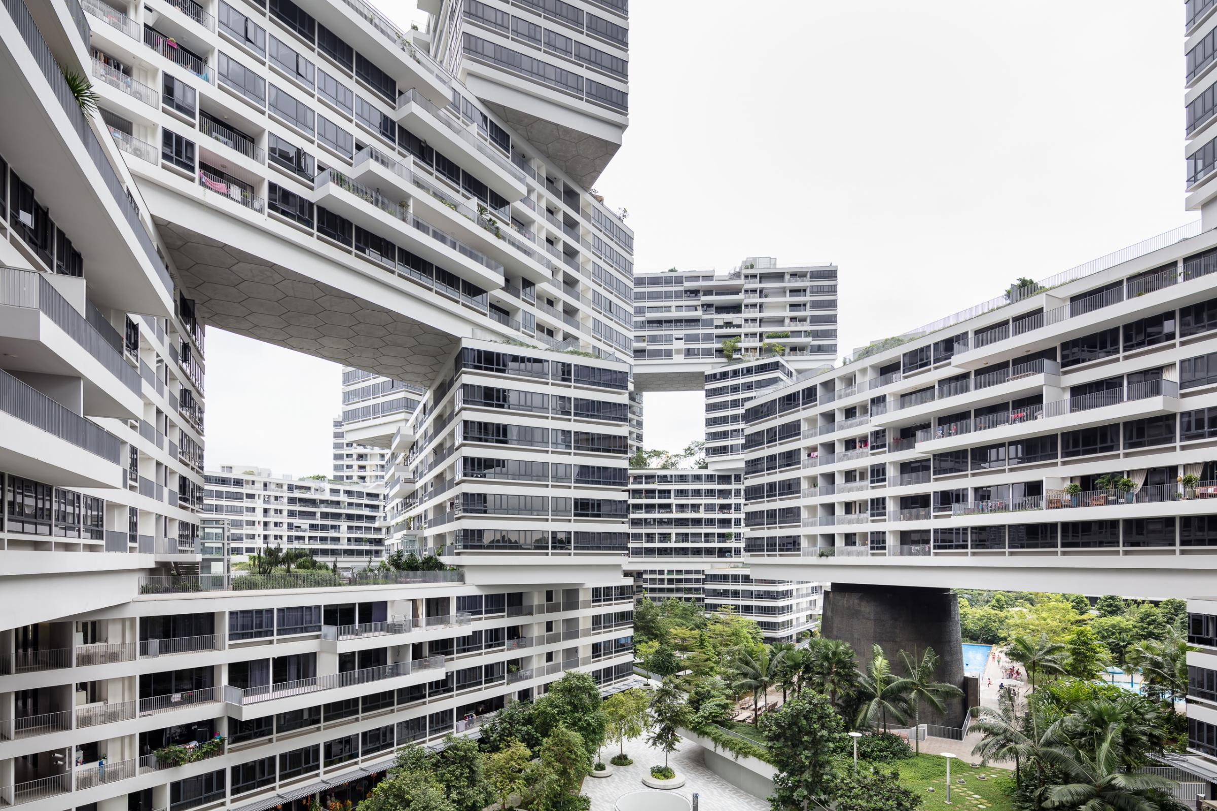 Photograph of The Interlace, designed by OMA / Ole Scheeren and located in Singapore