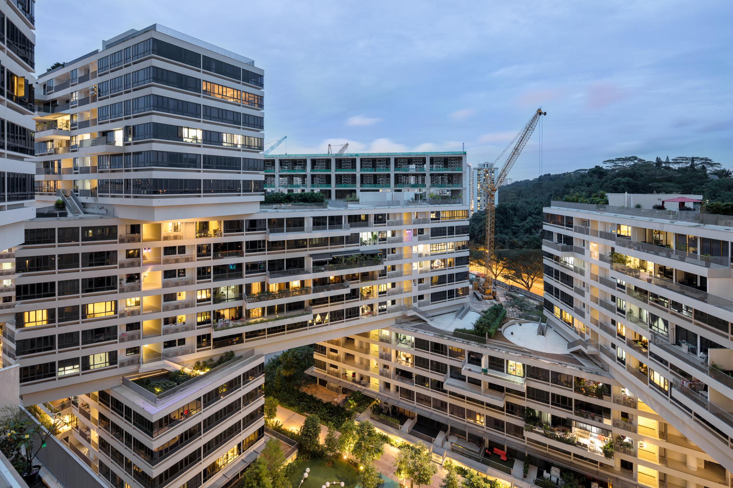 Photograph of The Interlace, designed by OMA / Ole Scheeren and located in Singapore