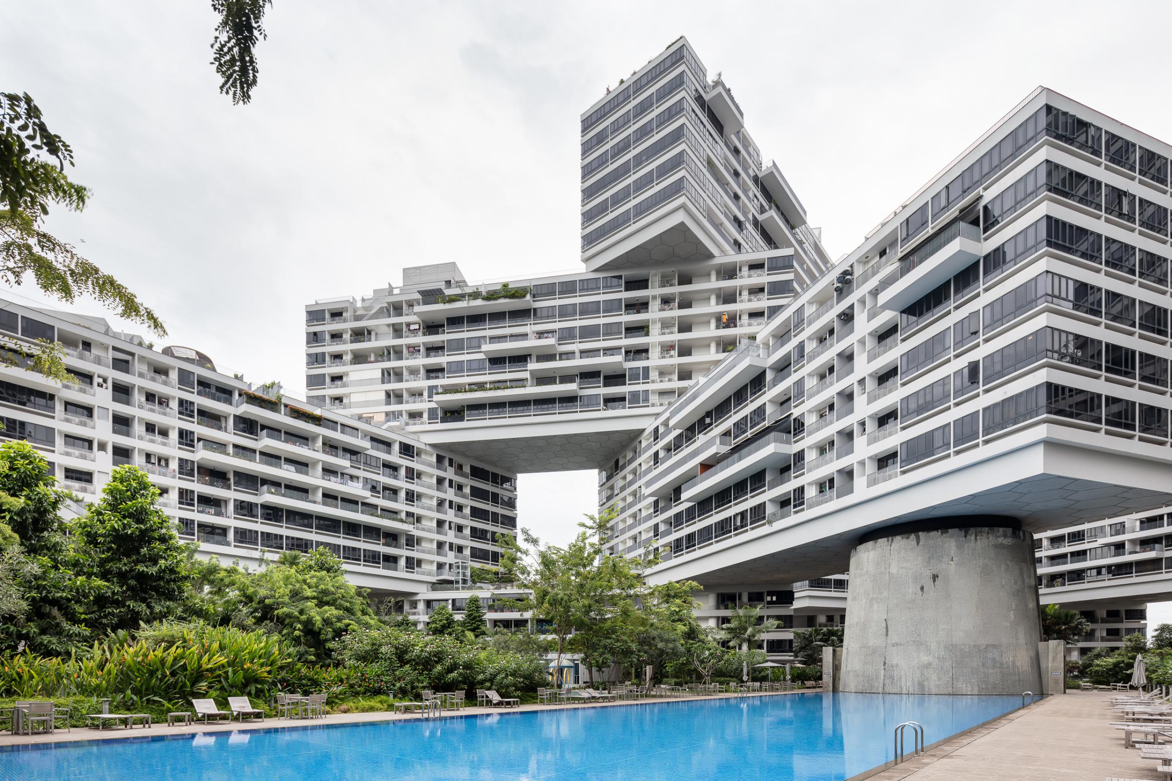 Photograph of The Interlace, designed by OMA / Ole Scheeren and located in Singapore