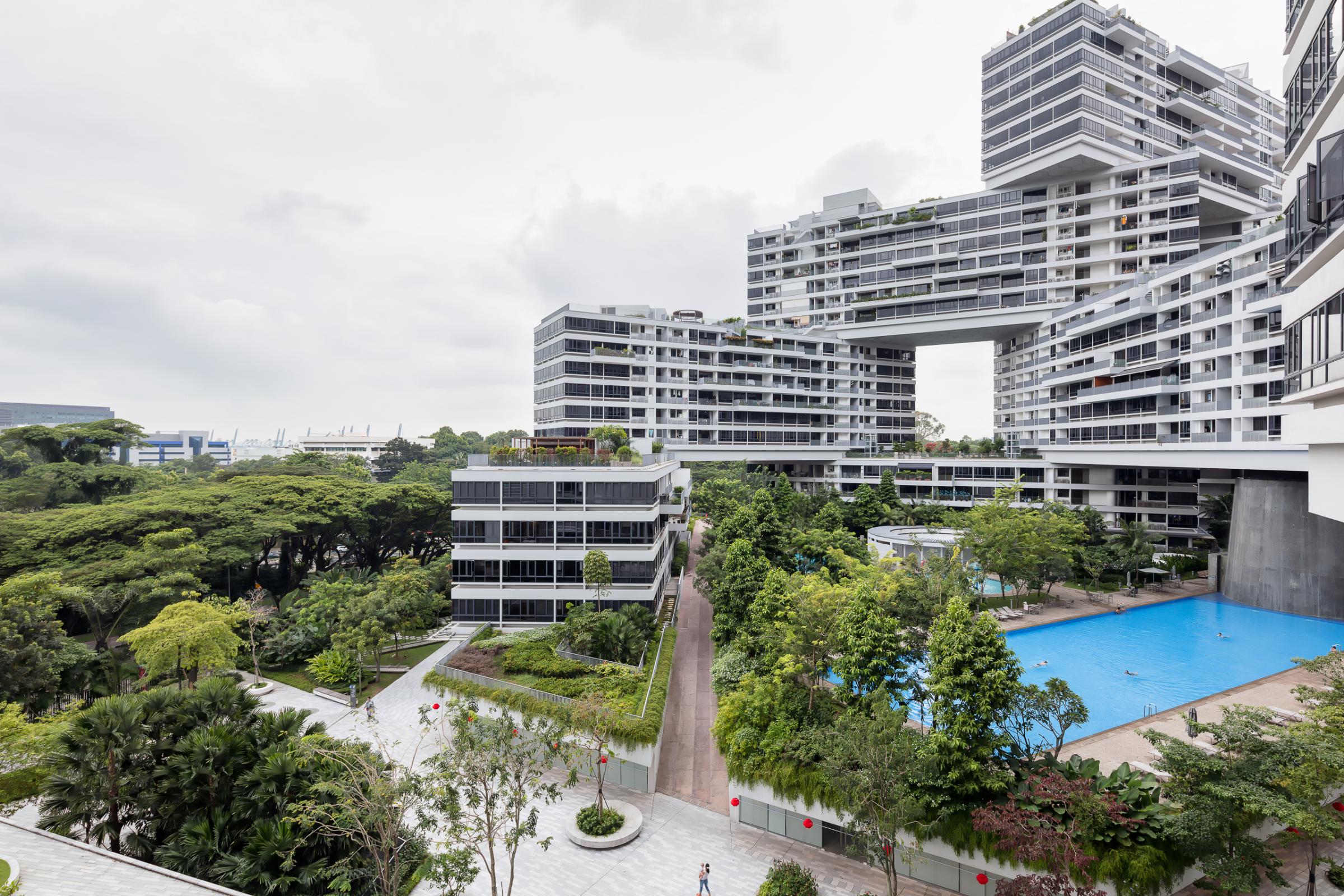 Photograph of The Interlace, designed by OMA / Ole Scheeren and located in Singapore