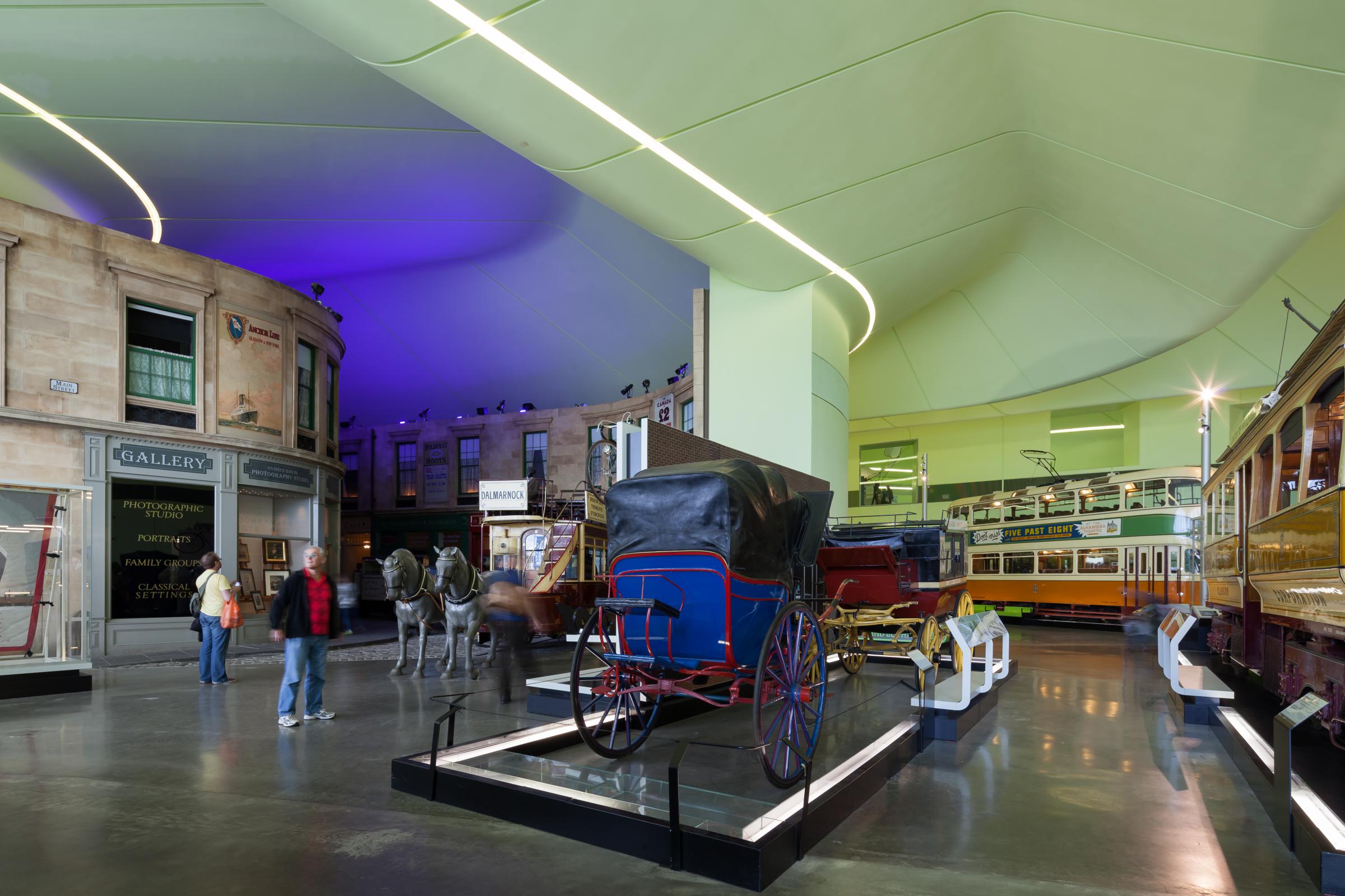 Photograph of Riverside Museum of Transport, designed by Zaha Hadid Architects and located in Glasgow, United Kingdom