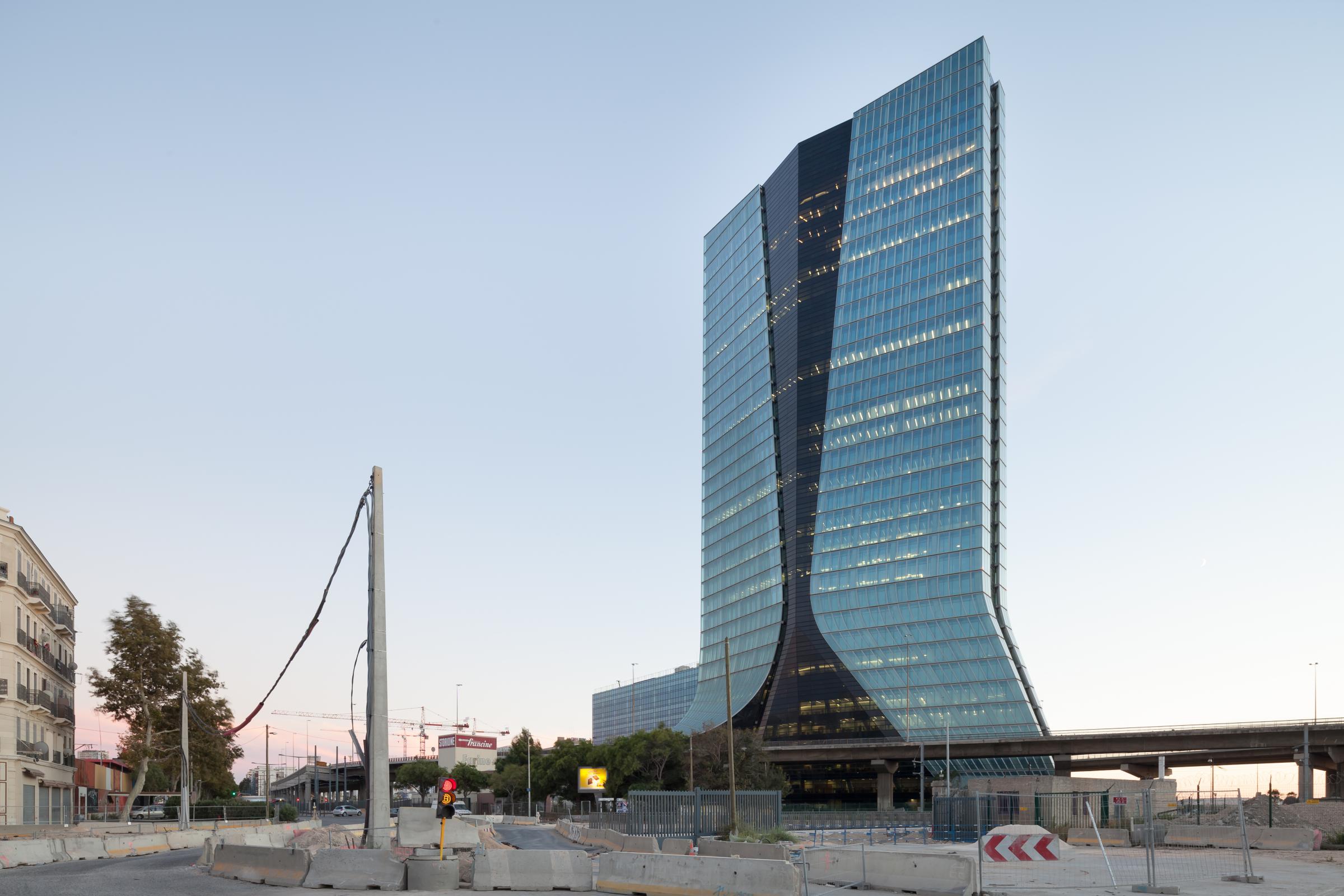 Photograph of CMA CGM Headquarters, designed by Zaha Hadid Architects and located in Marseille, France
