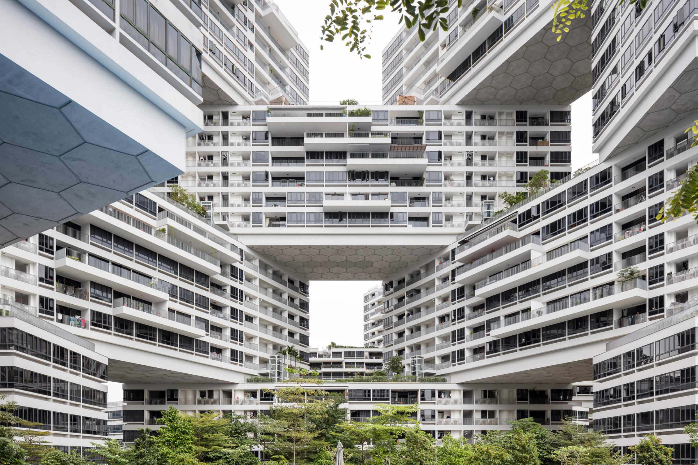 Photograph of The Interlace, designed by OMA / Ole Scheeren and located in Singapore