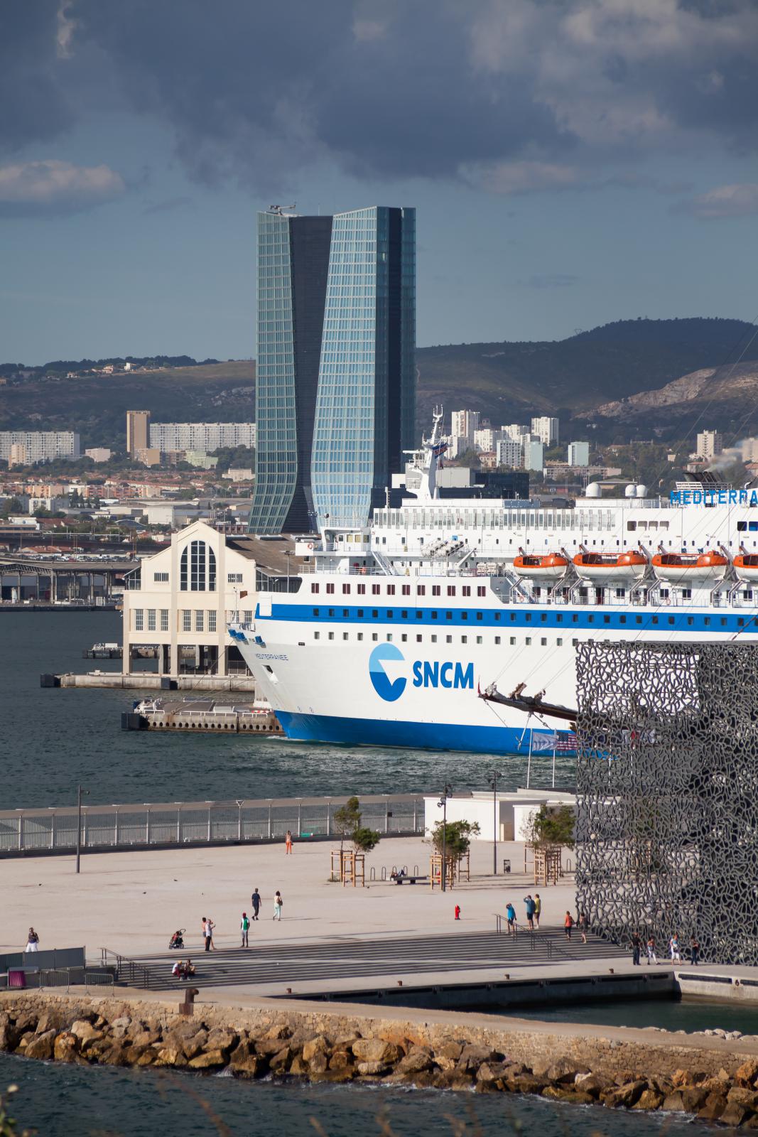 Photograph of CMA CGM Headquarters, designed by Zaha Hadid Architects and located in Marseille, France