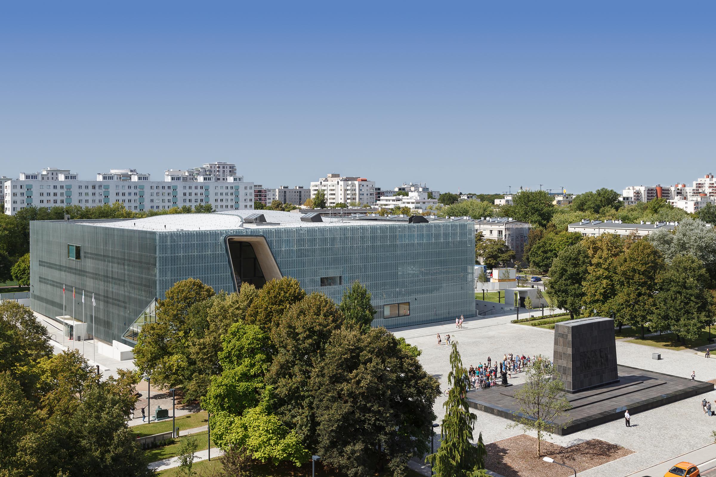 Photograph of POLIN Museum of the History of Polish Jews, designed by Lahdelma & Mahlamäki Architects and located in Warsaw, Poland