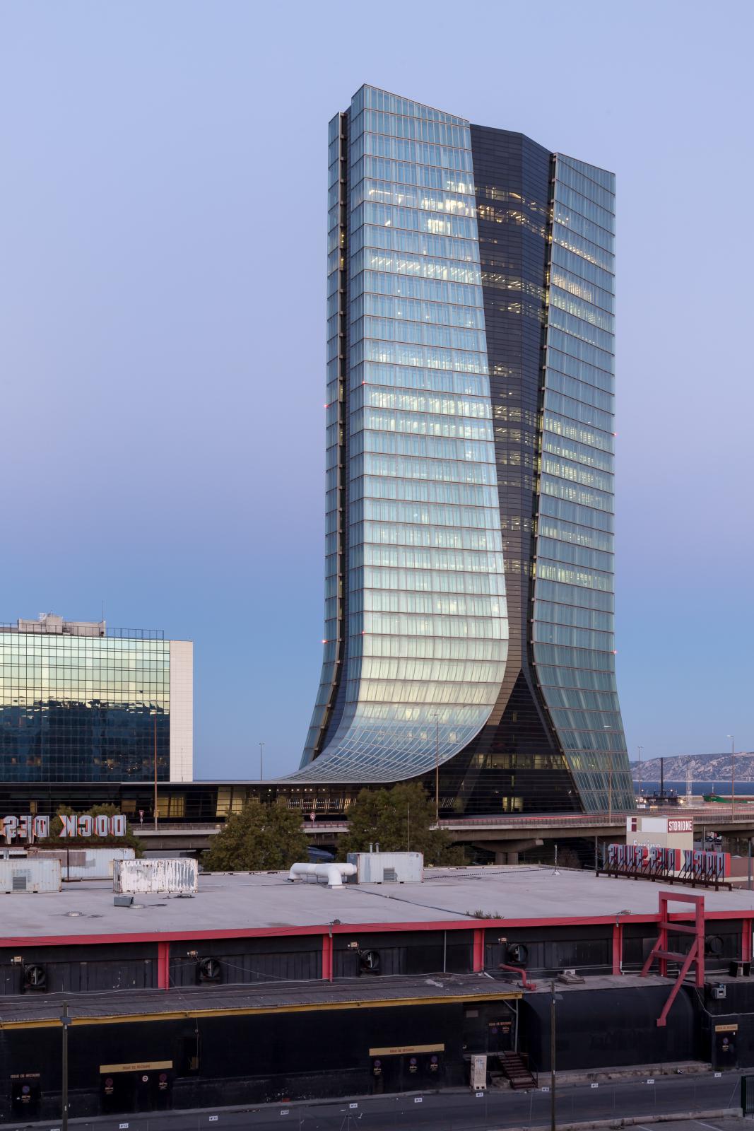 Photograph of CMA CGM Headquarters, designed by Zaha Hadid Architects and located in Marseille, France